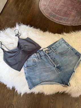 Cute Free People Movement and Forever 21 jean shorts and top bundle. Top FP NWOT